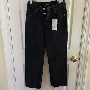Zara Hi Rise Ankle Length Black Jeans